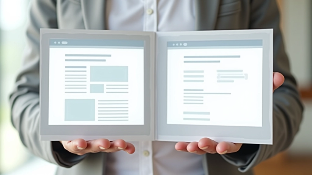 Split screen showing unbalanced versus balanced page layouts with annotations indicating visual weight distribution