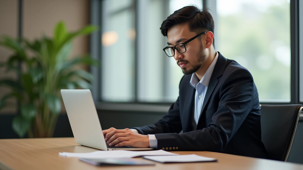 Designer working on minimalist website layout with plenty of breathing room between elements