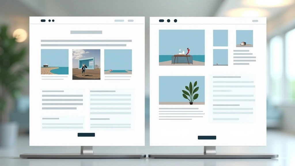Side-by-side website layout showing balanced composition with symmetrical and asymmetrical design examples