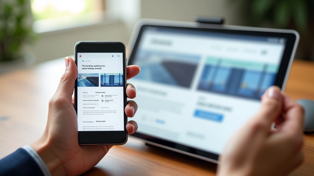 Mobile phone displaying a responsive grid layout that adapts from desktop 12-column to mobile single-column structure